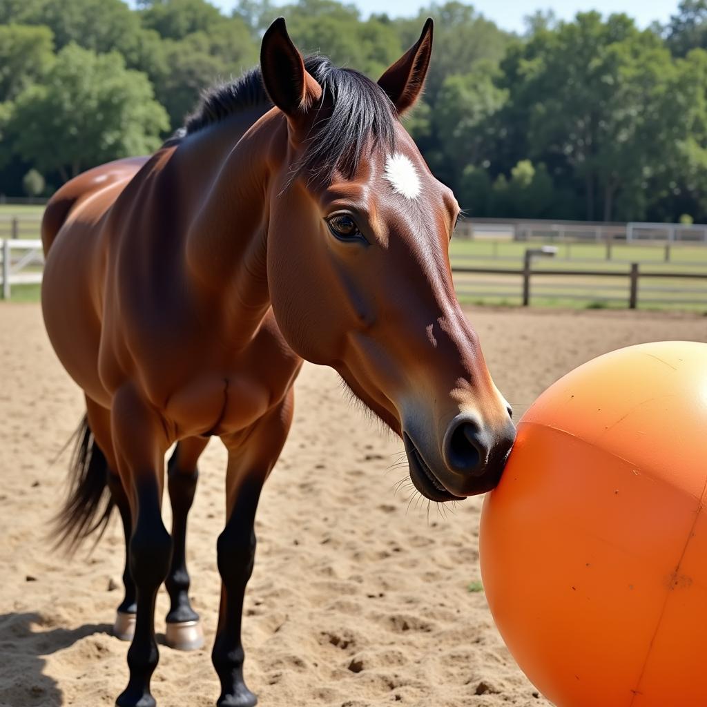 Horse Interacting with a Ball