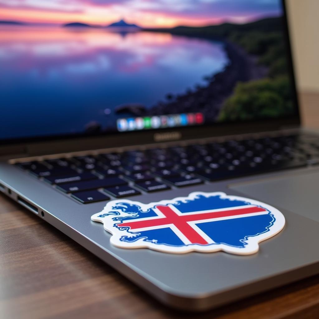 Lamine Yamal fan showing off their Iceland sticker on a laptop