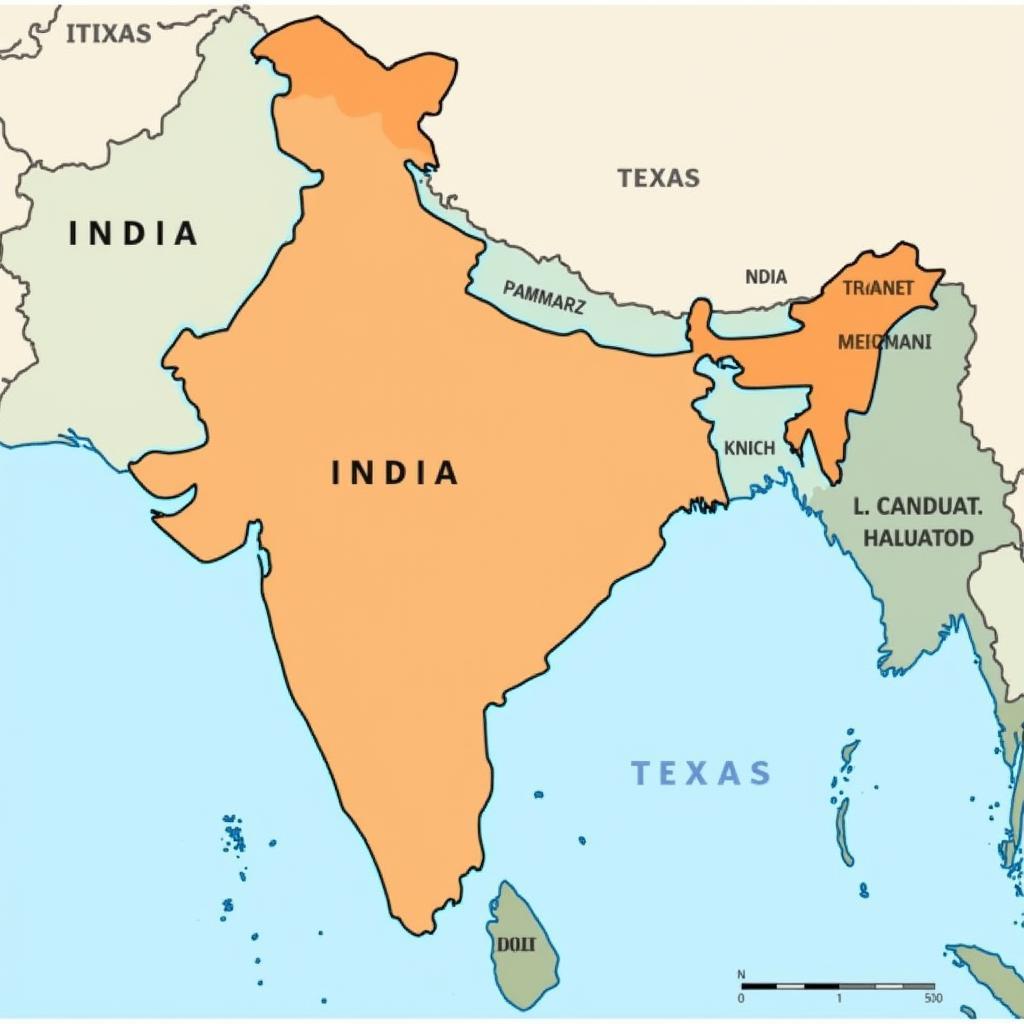 India vs. Texas Size Comparison Map