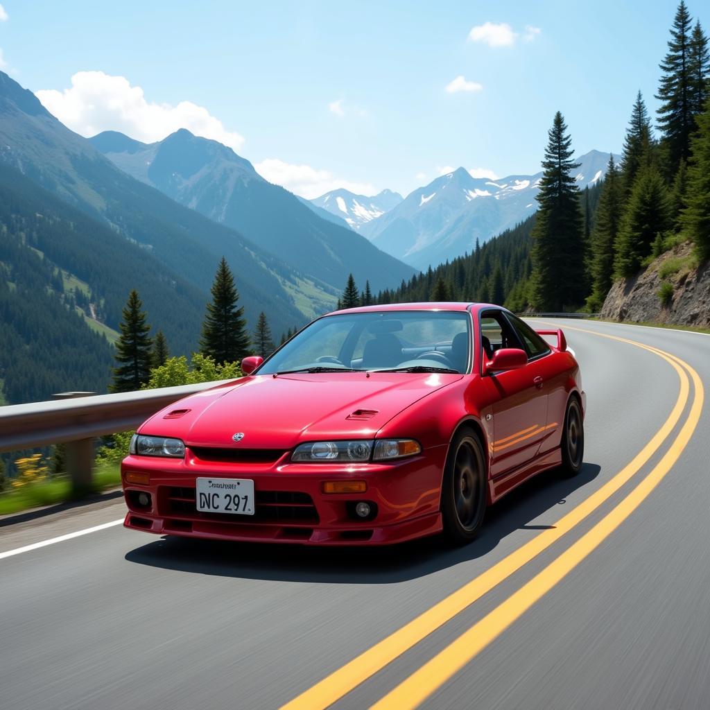 Integra Type R X showcasing its precise handling on a winding road