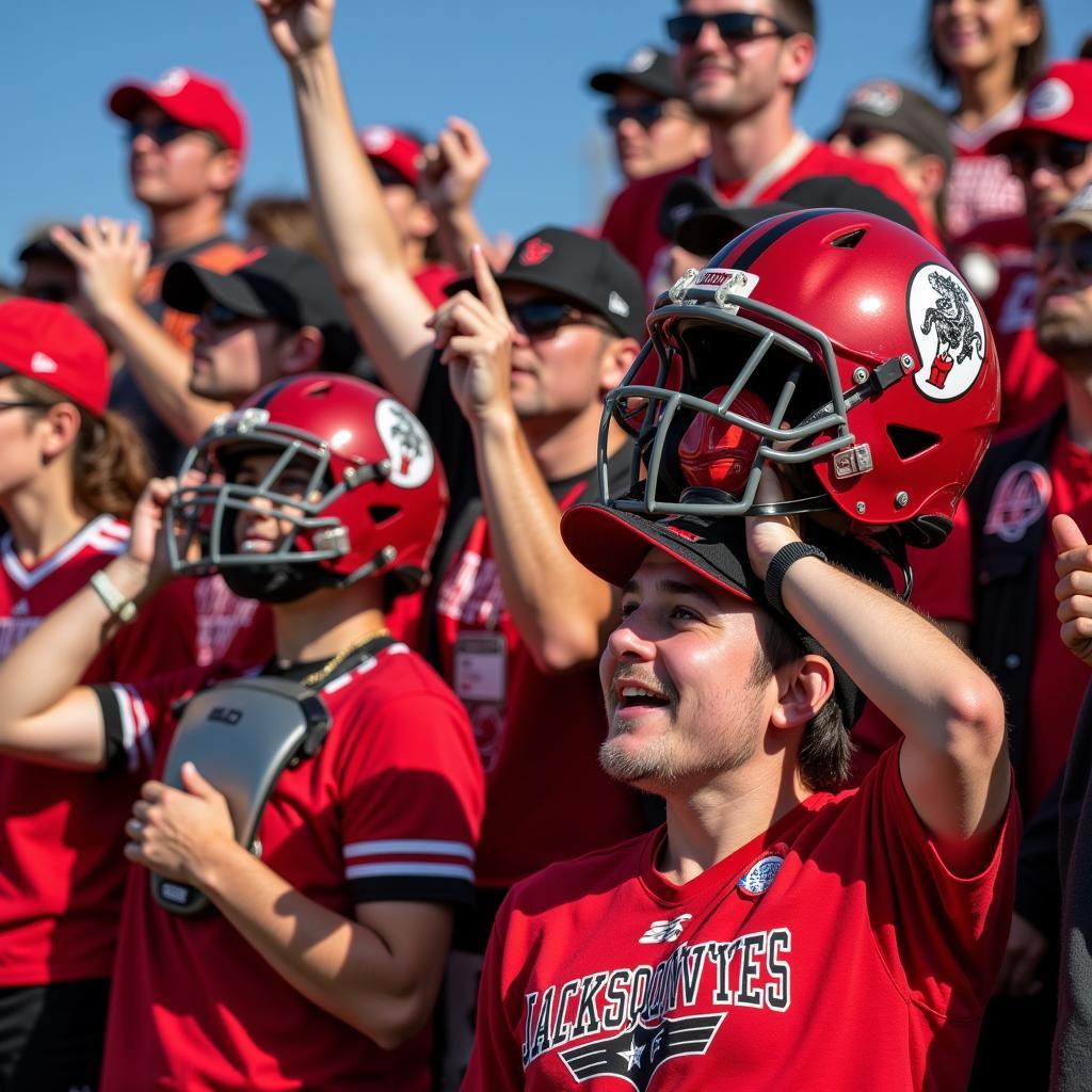 Jacksonville State Fans with Helmets