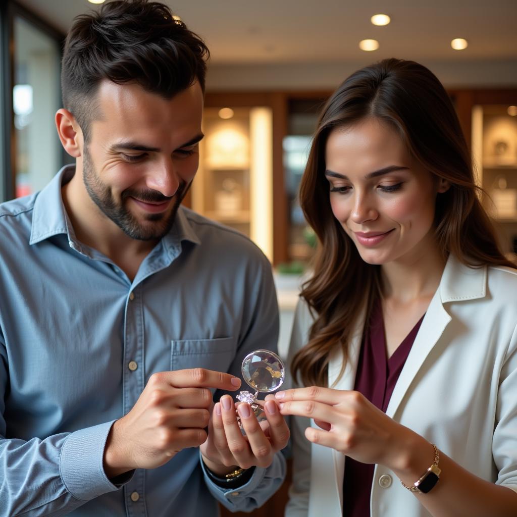 Jewelry Store Consultant Assisting Customer