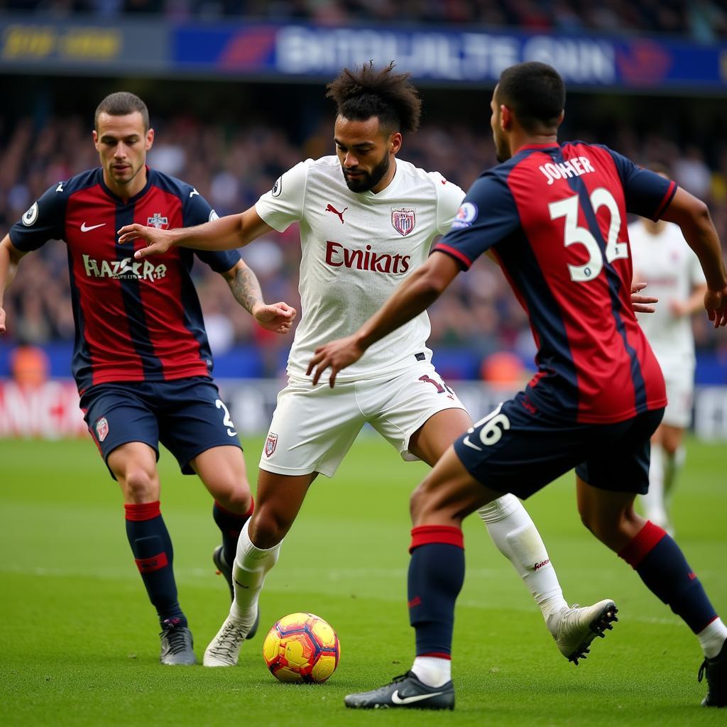 Lamine Yamal showcasing his exceptional dribbling skills during a football match.