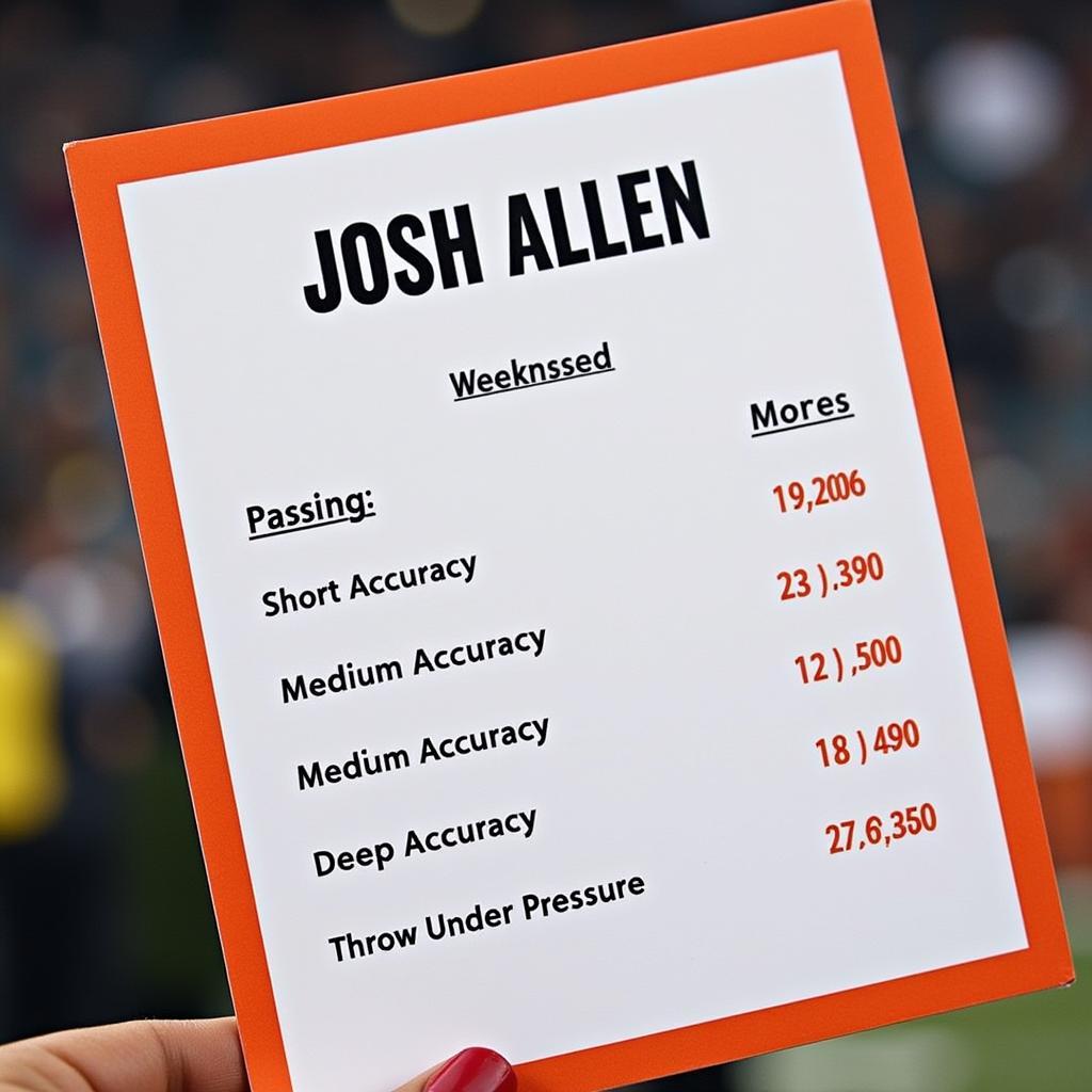 Josh Allen MUTHead Passing Stats