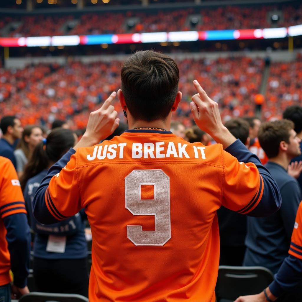 Fan wearing a just break it NFL jersey