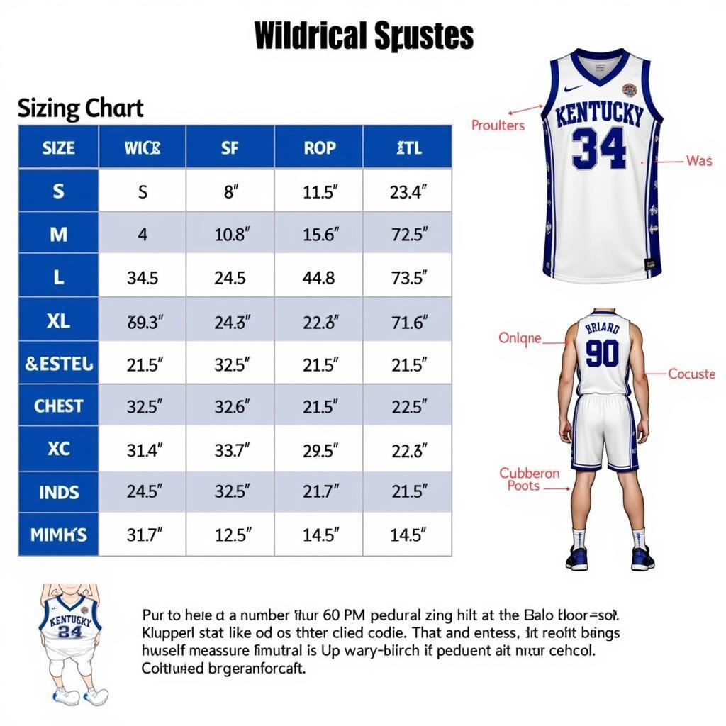 Kentucky Wildcats Jersey Sizing Chart