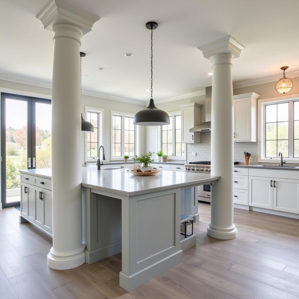 Modern kitchen island with elegant pillars