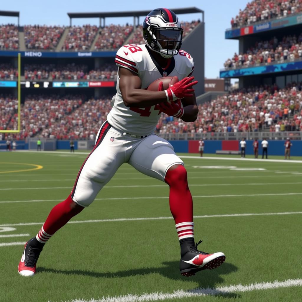 Kwon Alexander in coverage in Madden 24, showcasing his ability to defend against passes.