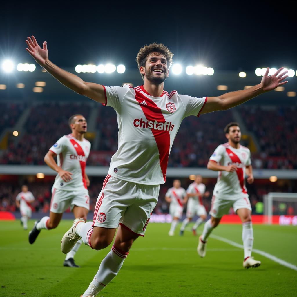 La Luca celebrating a goal with his teammates