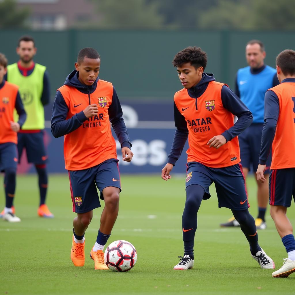 Yamal training at La Masia