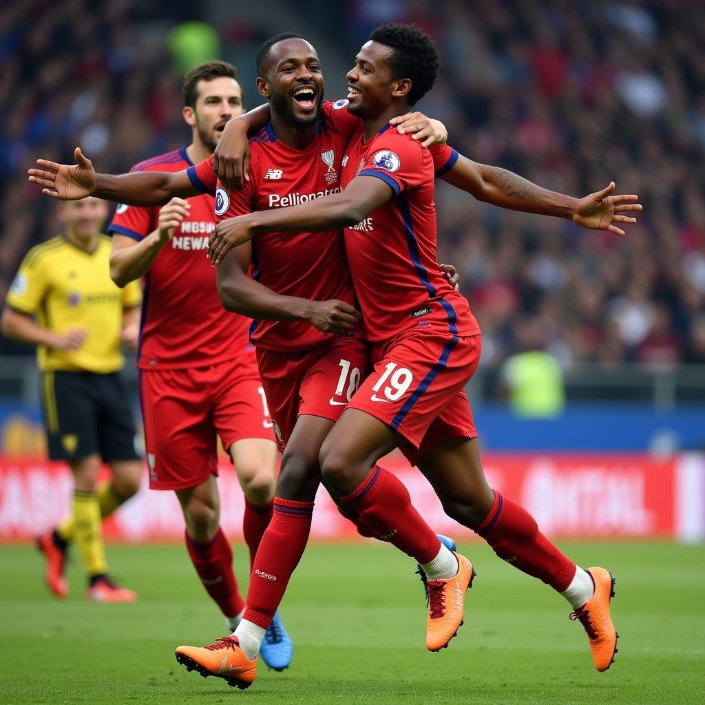 Lamine Yamal celebrating a goal with his teammates