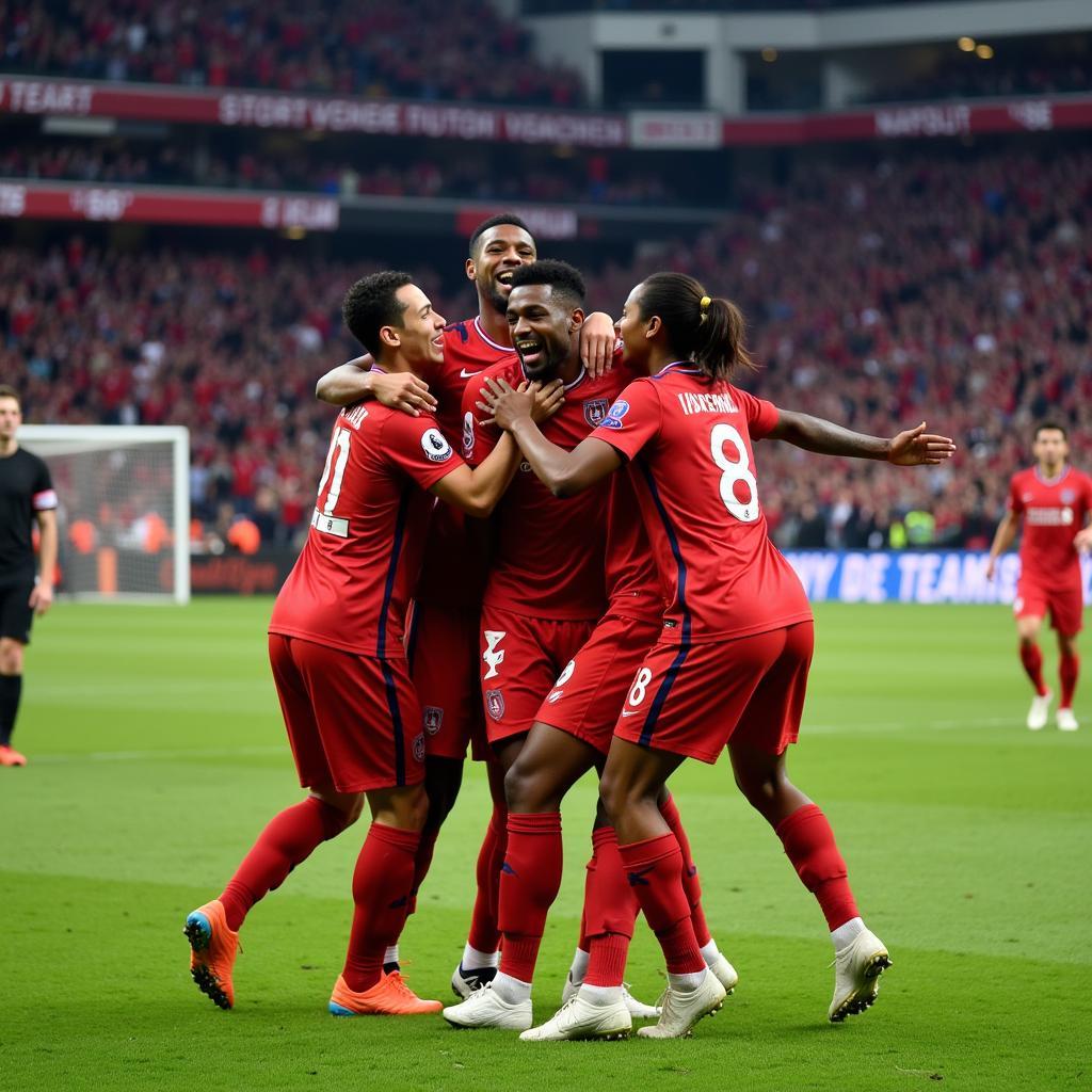 Lamine Yamal celebrating a goal with his teammates