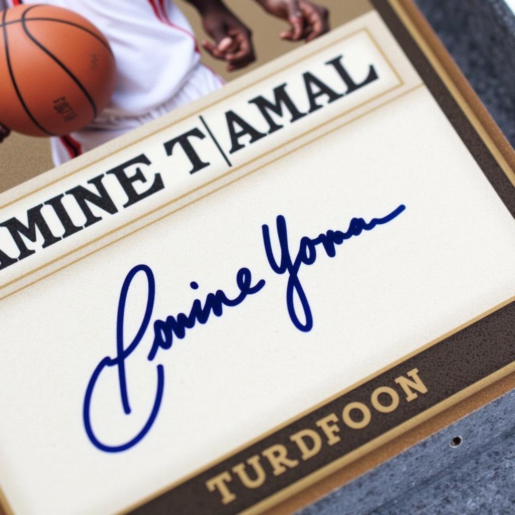 Lamine Yamal Autographed Card - Close-up of a Lamine Yamal sports card featuring his authentic signature, enhancing its collectibility and value.