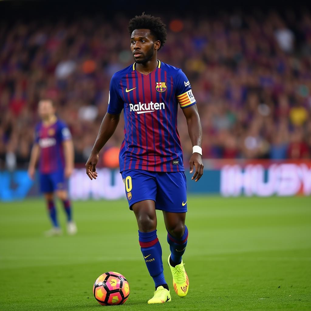 Lamine Yamal making his debut for Barcelona