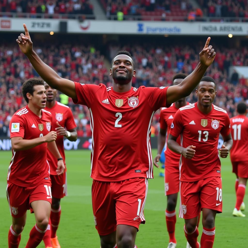 Lamine Yamal celebrating a goal with his teammates, possibly captured and shared via the Appzova platform.