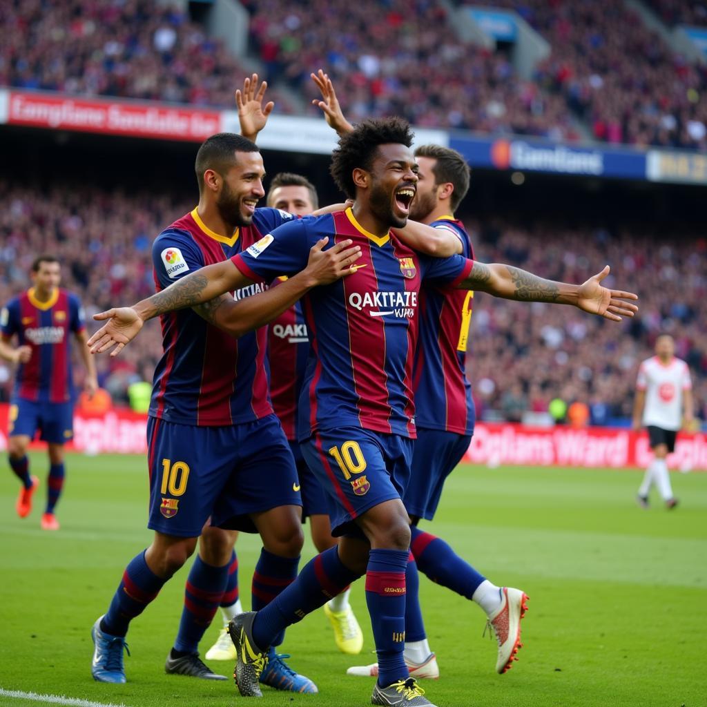 Lamine Yamal celebrates a crucial goal, leading Barcelona to victory.