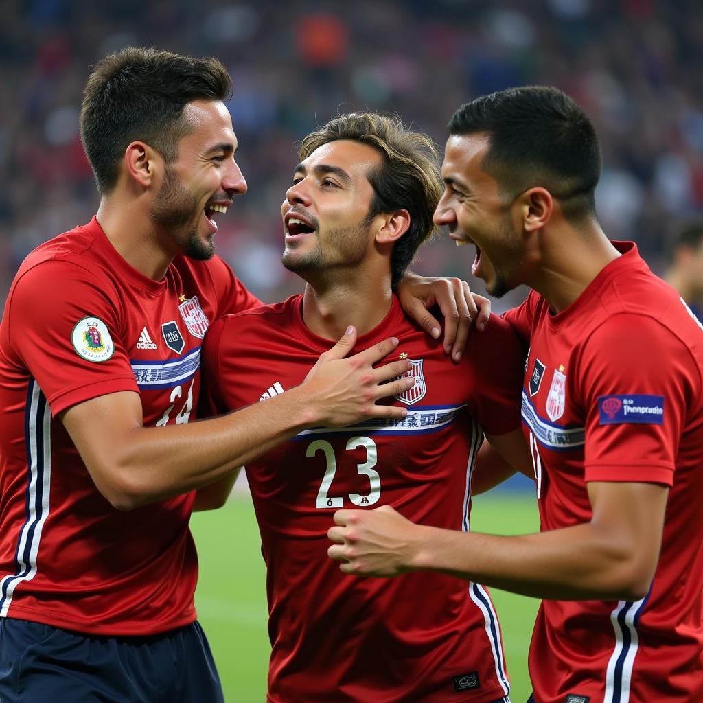 Lamine Yamal celebrating a goal with his teammates