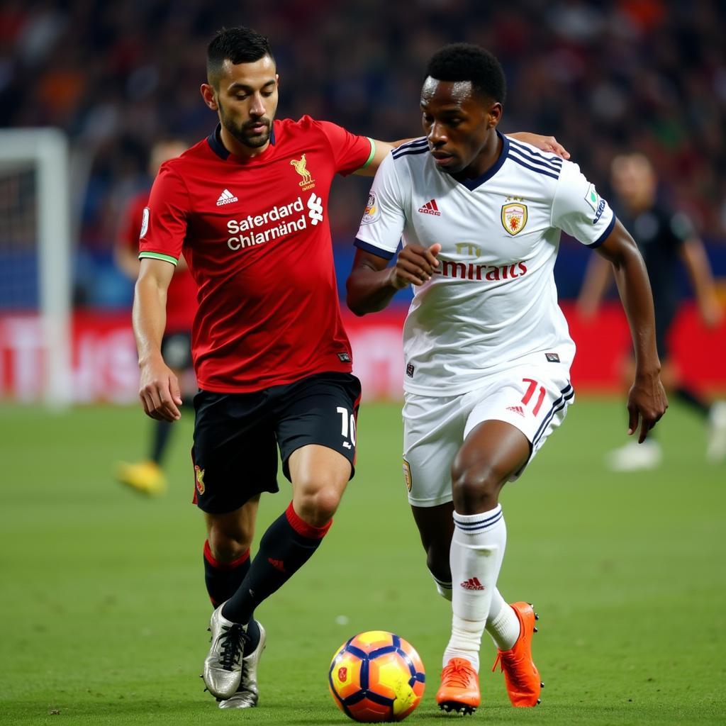 Lamine Yamal skillfully dribbling past an opponent during a match