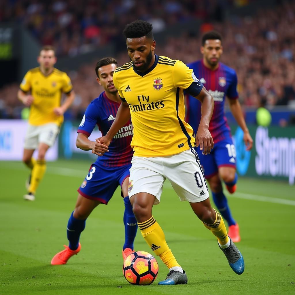 Lamine Yamal showcasing his impressive dribbling skills during a match