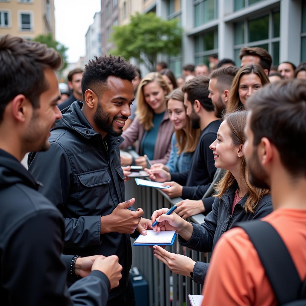 Lamine Yamal interacting with fans