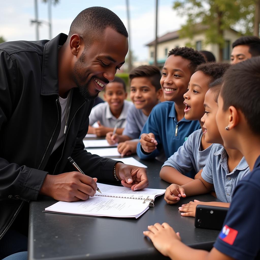 Lamine Yamal interacts with fans, demonstrating his humility and appreciation for their support.