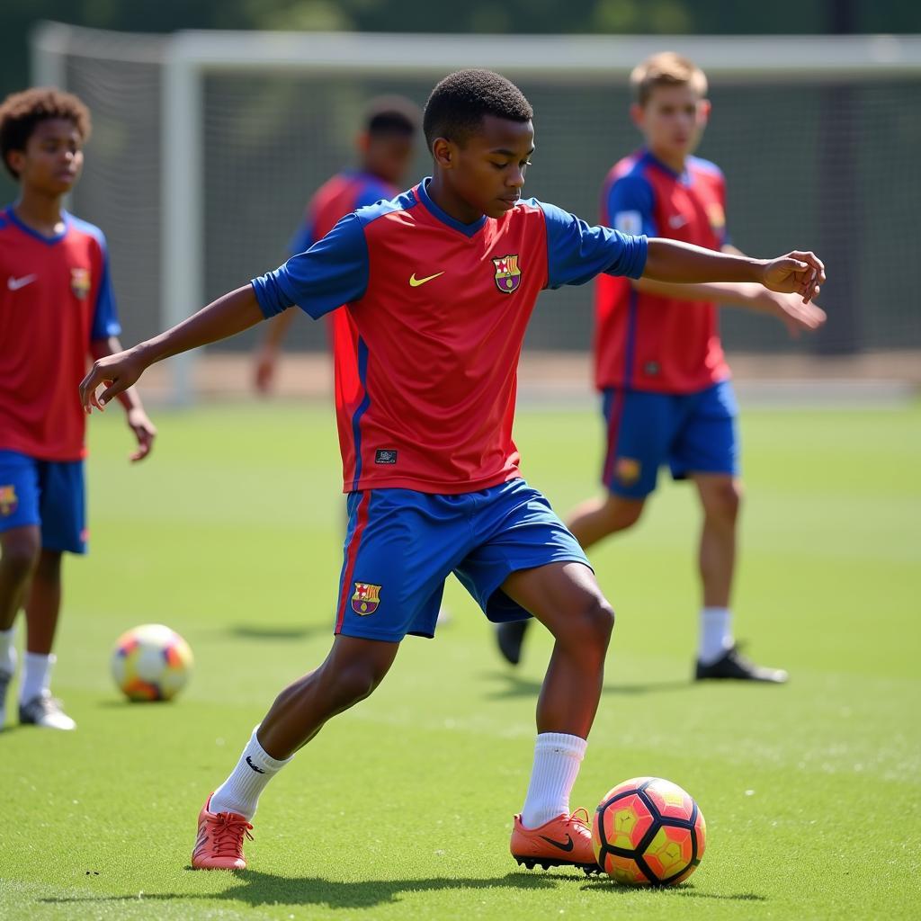 Lamine Yamal training at La Masia