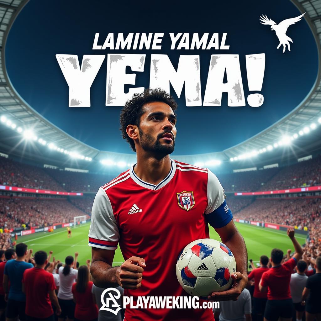 Lamine Yamal portrayed as a rising star in football, symbolizing his promising future, as envisioned on Playawakening.com.