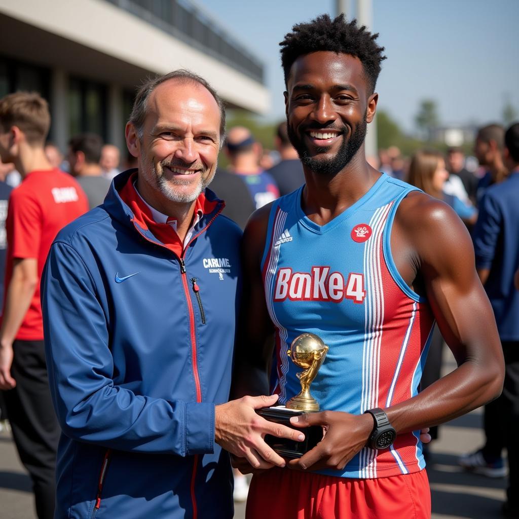 Lamine Yamal (Sun-064) receiving an award for his outstanding performance