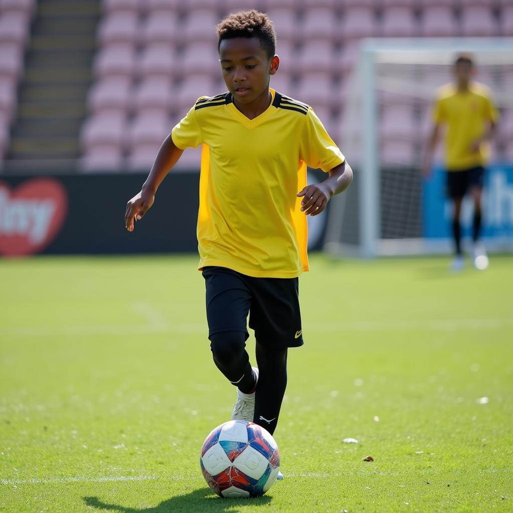 Lamine Yamal training at a youth academy