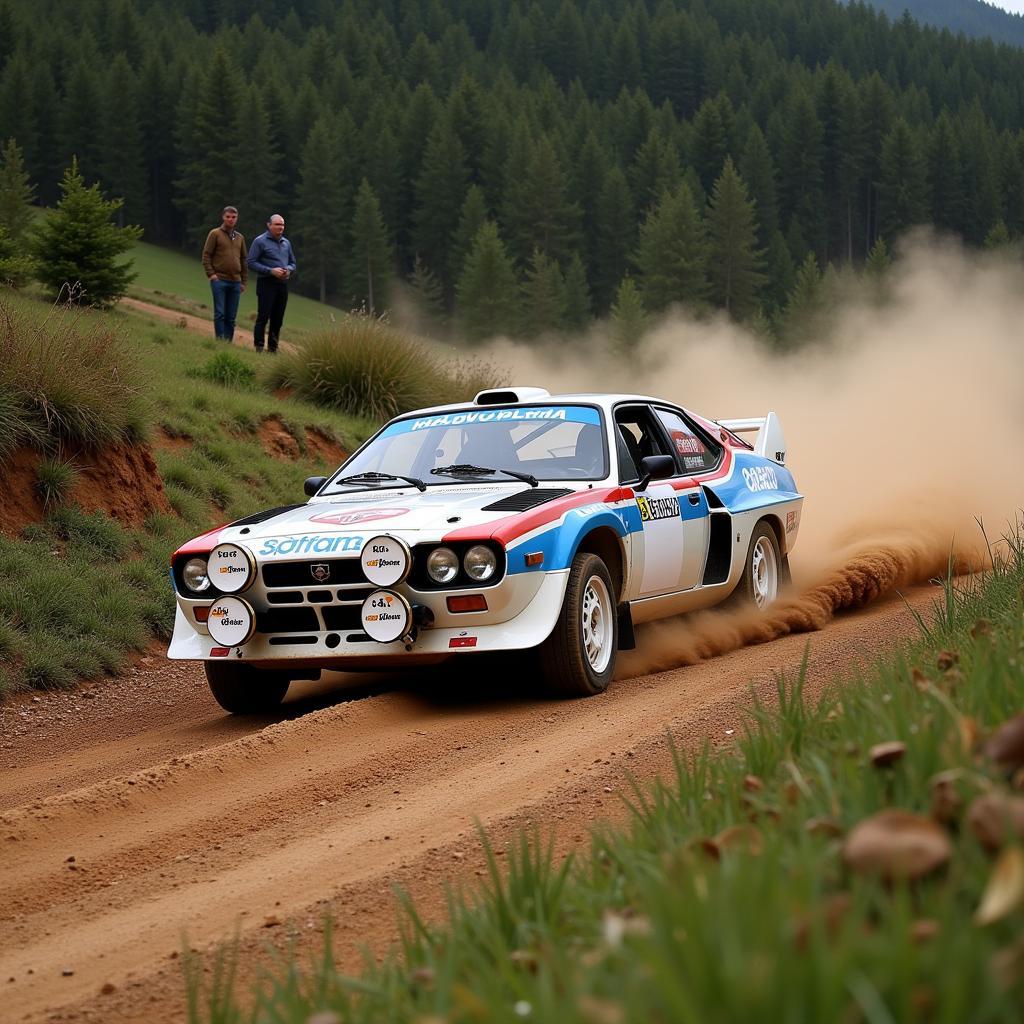 Lancia 037 in action during a rally stage