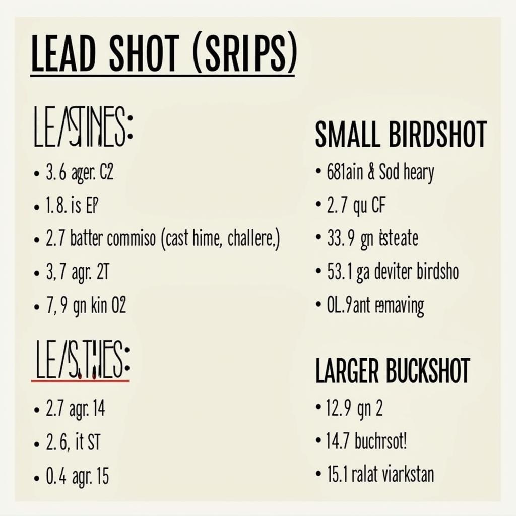 Different lead shot sizes comparison