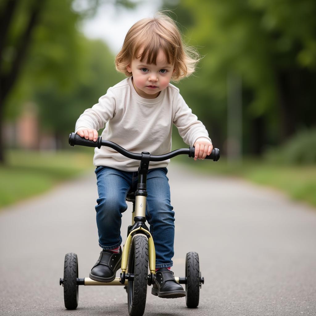 Child wobbling on a bike