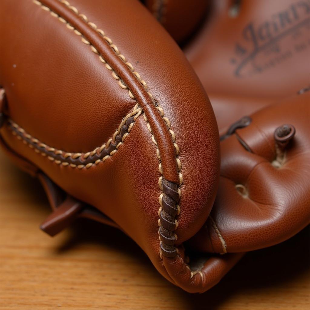 Close-up of the meticulous stitching on a limited edition baseball glove