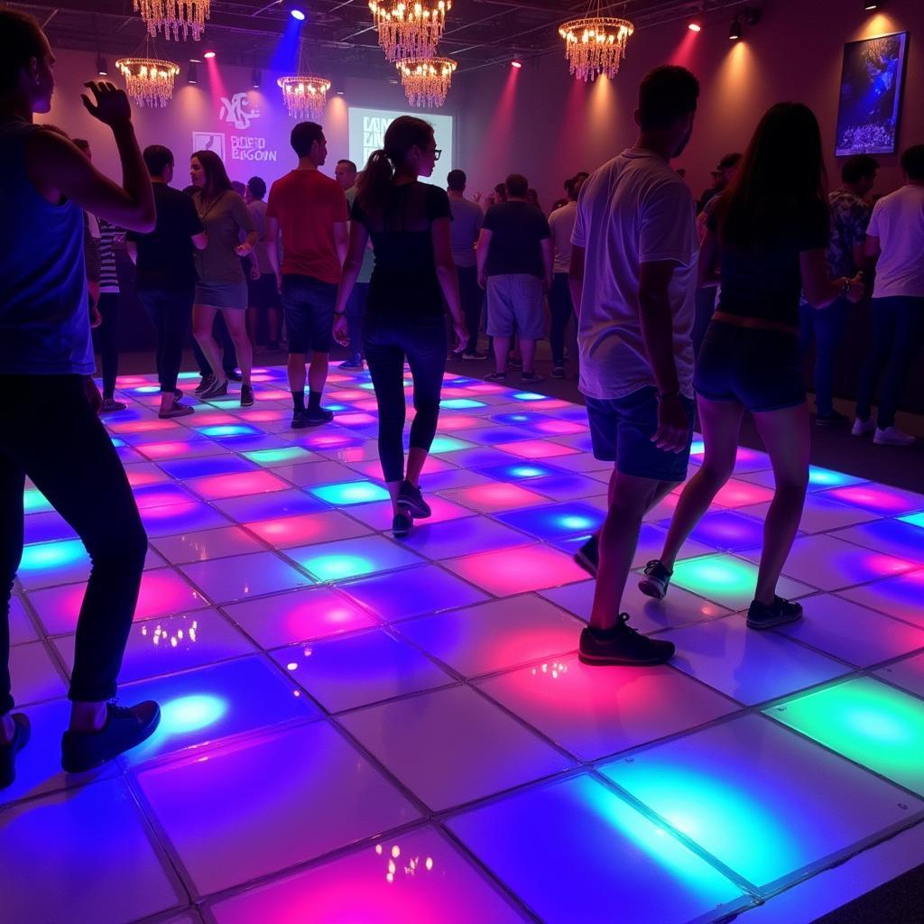 Dynamic Lit Floor Tiles in a Nightclub