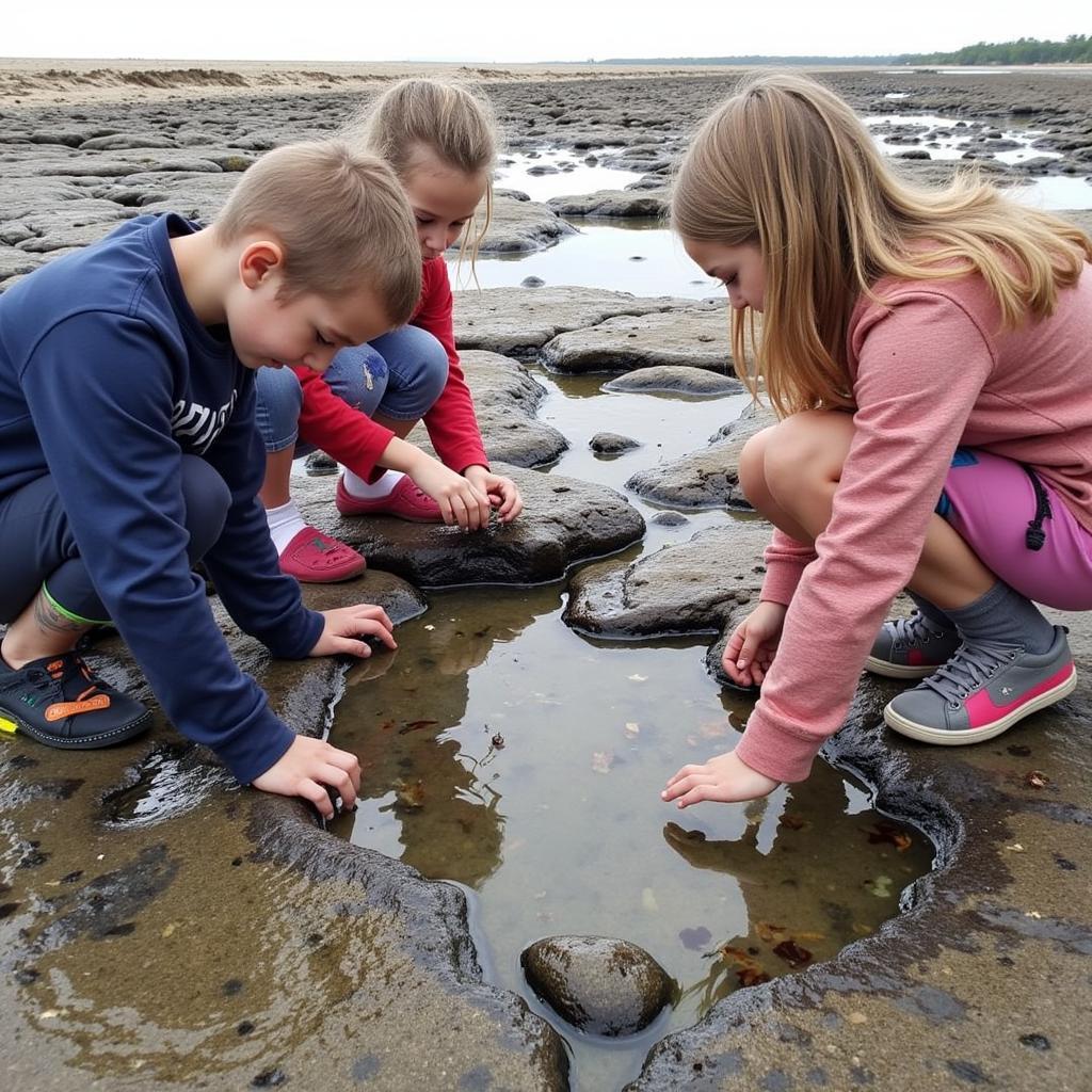 Exploring Tide Pools at Low Tide in Stone Harbor