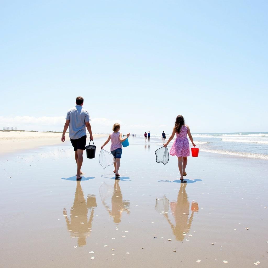 Family Beachcombing at Low Tide Stone Harbor