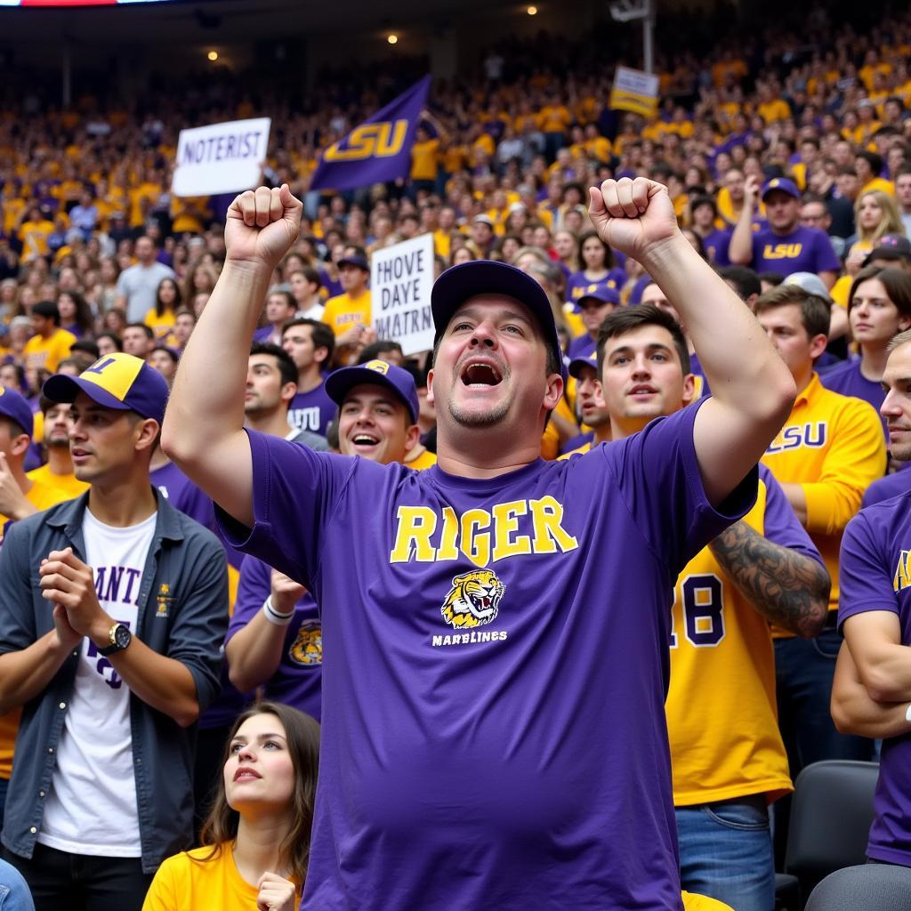 LSU Fans Cheering in an Away Game