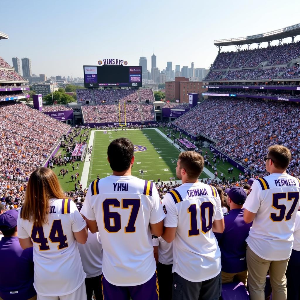 LSU Fans Wearing White Jerseys in Tiger Stadium