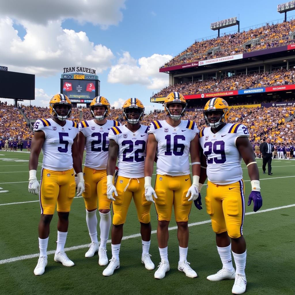 LSU Players in White Jerseys During a Day Game