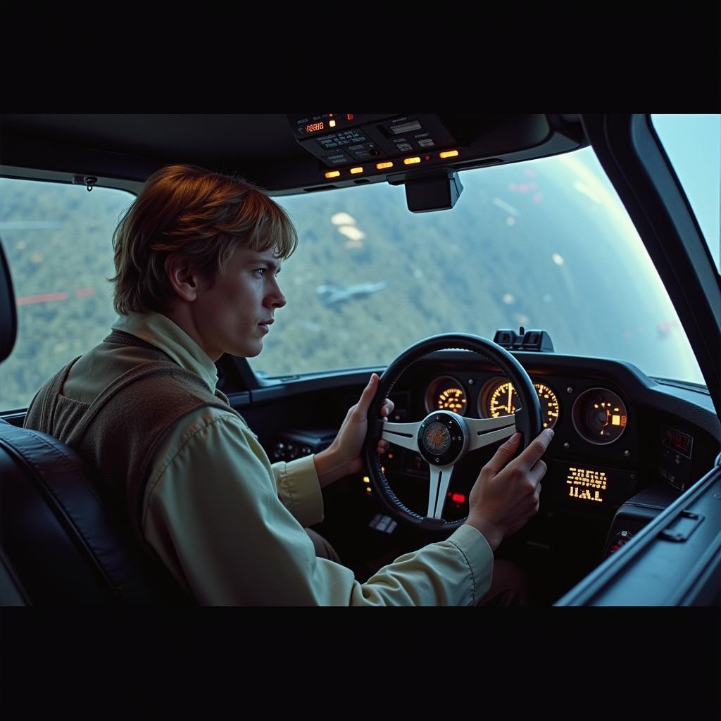 Luke Skywalker training in the X-wing simulator