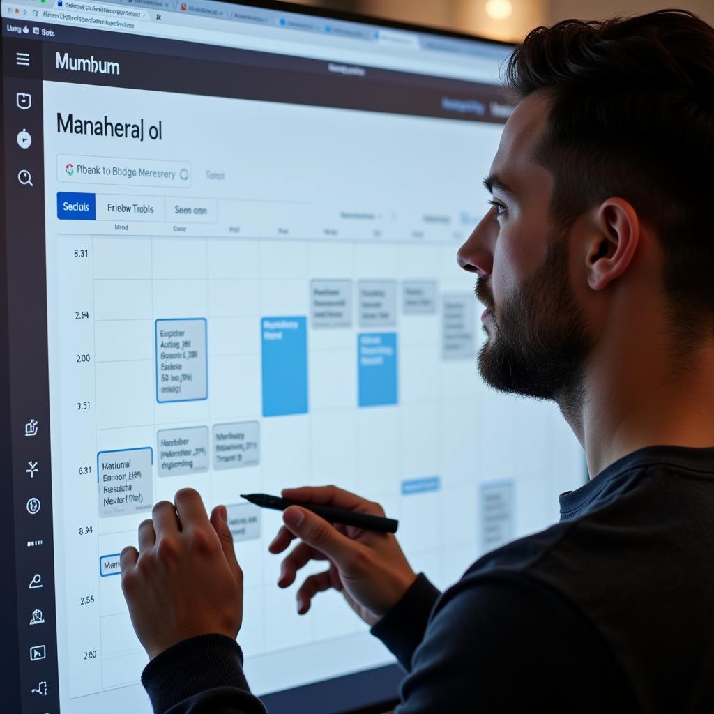 Man organizing his bundle work schedule at home