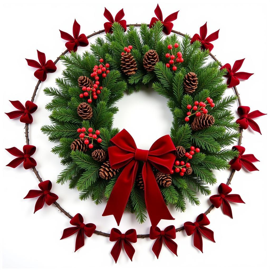 Matching Wreath and Garland with Pine Cones and Berries