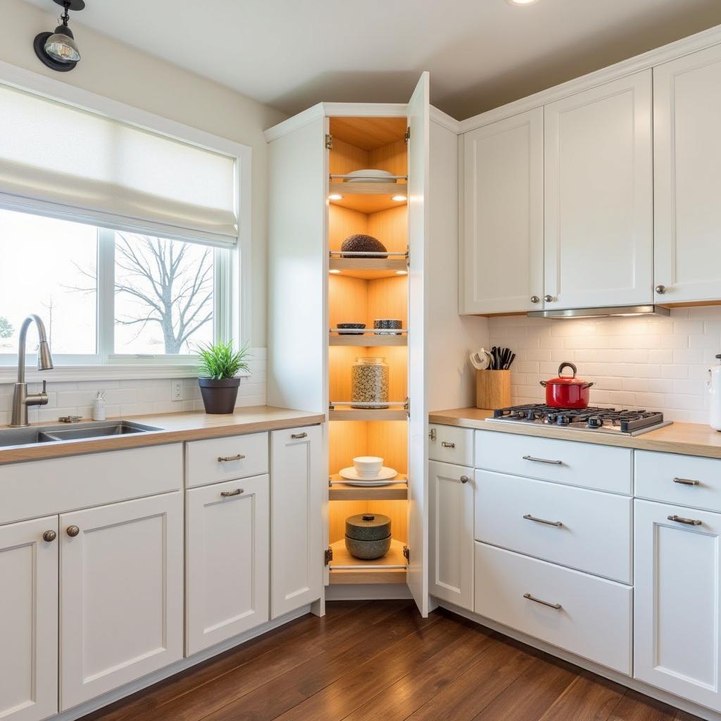 Maximizing space with corner kitchen cabinets