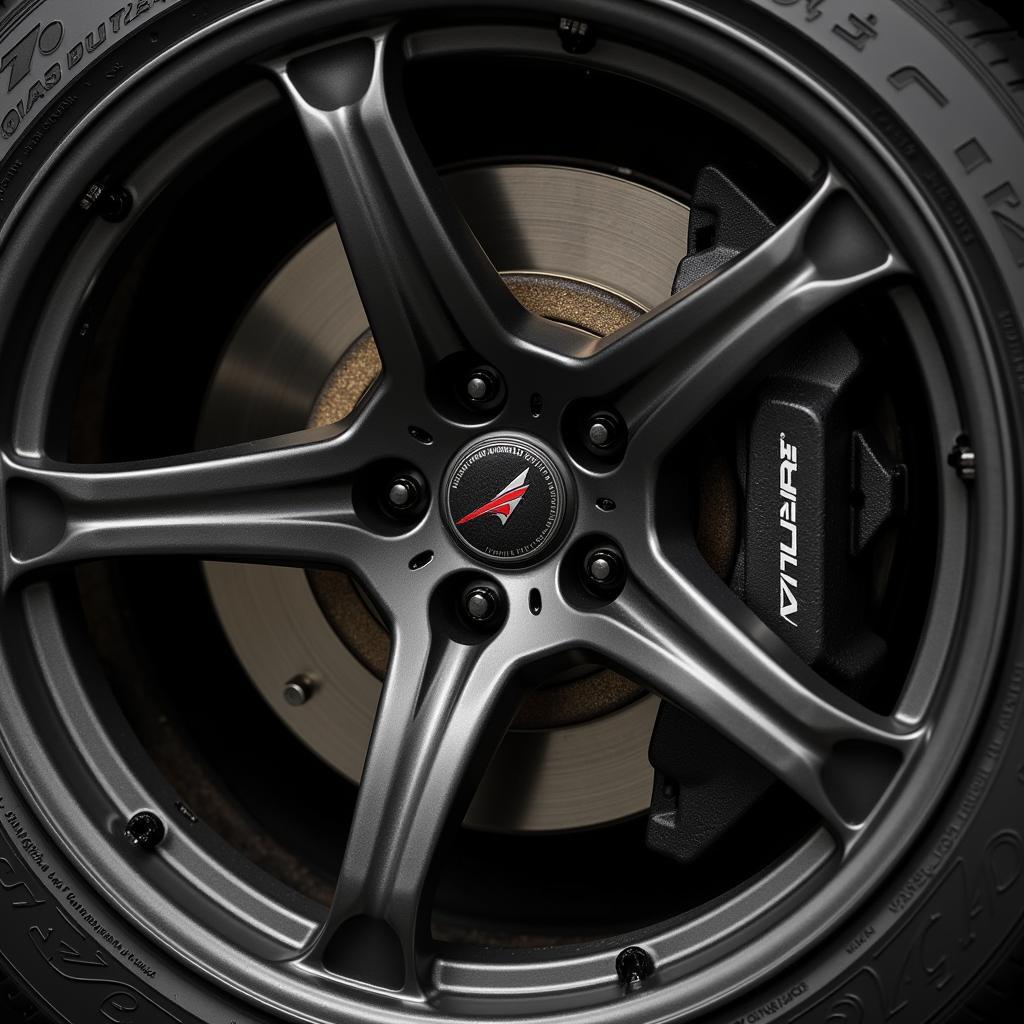 Close-up of McLaren F1 forged magnesium wheels