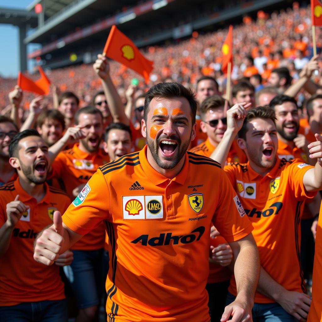 Fans Celebrating in McLaren F1 Kit