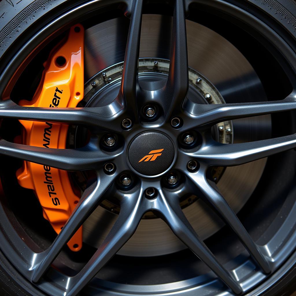 Detailed view of McLaren F1 wheel showcasing design and engineering