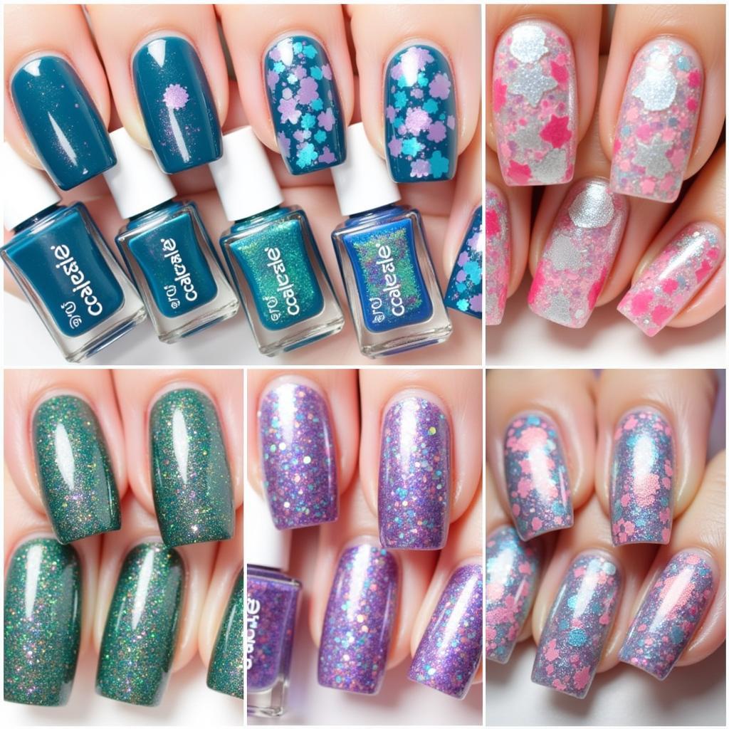 Mermaid Nail Polish Colors and Finishes Display