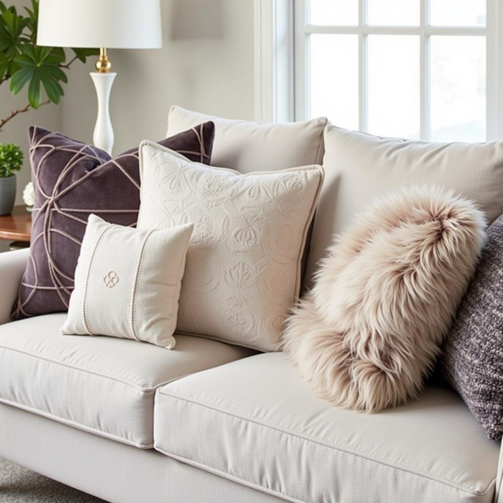 Mixing and Matching Luxe Throw Pillows in a Living Room Setting