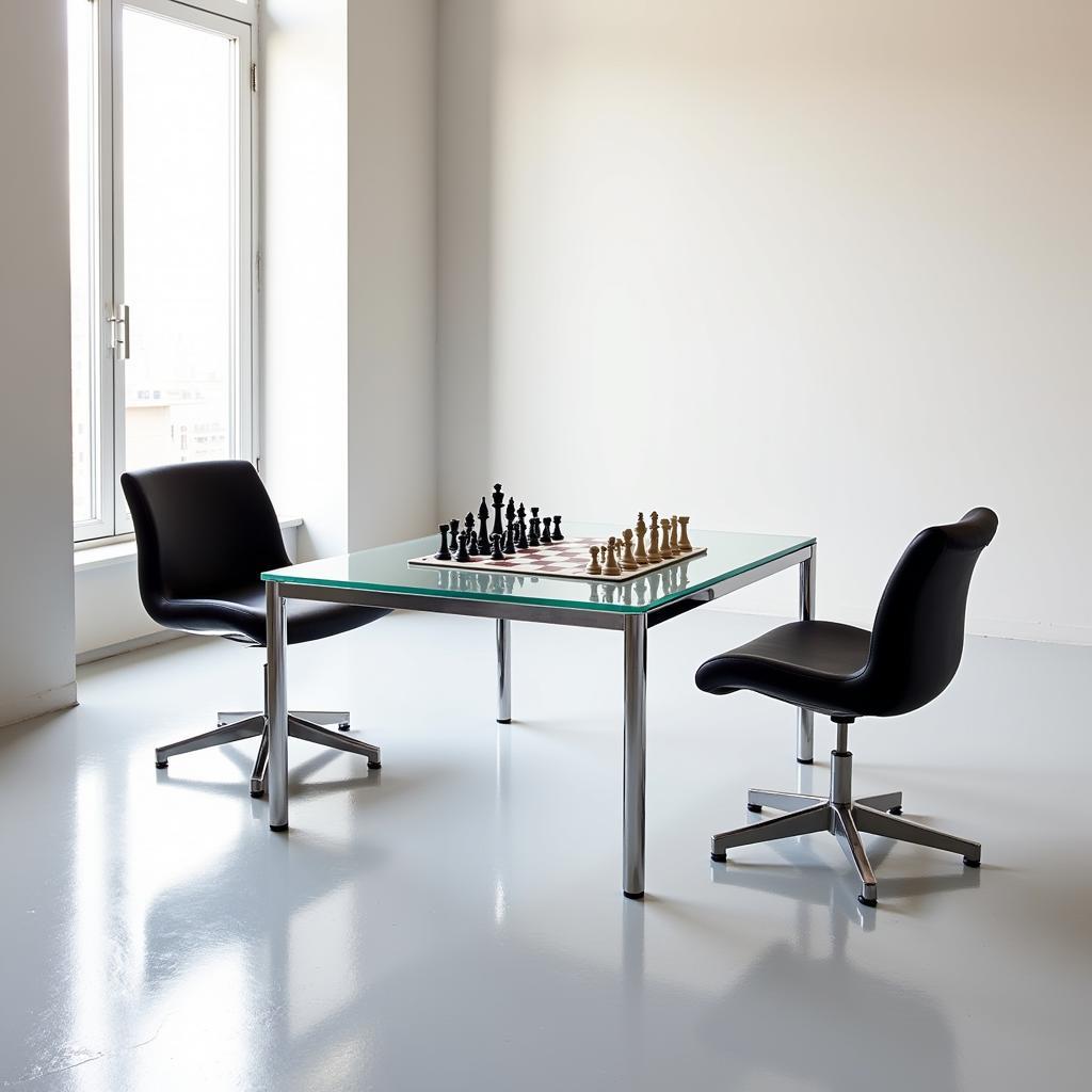 Modern Chess Table and Chairs Setup