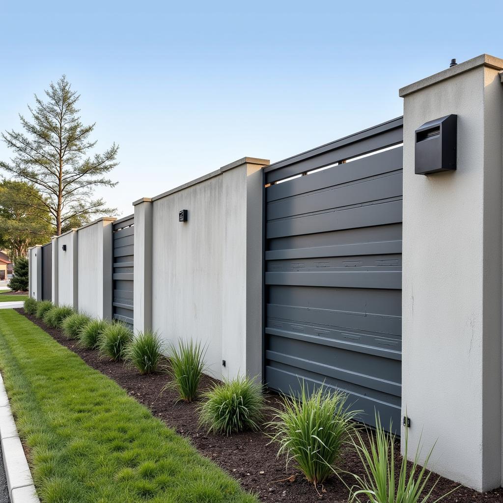 Modern Rampart Wall with Integrated Security System